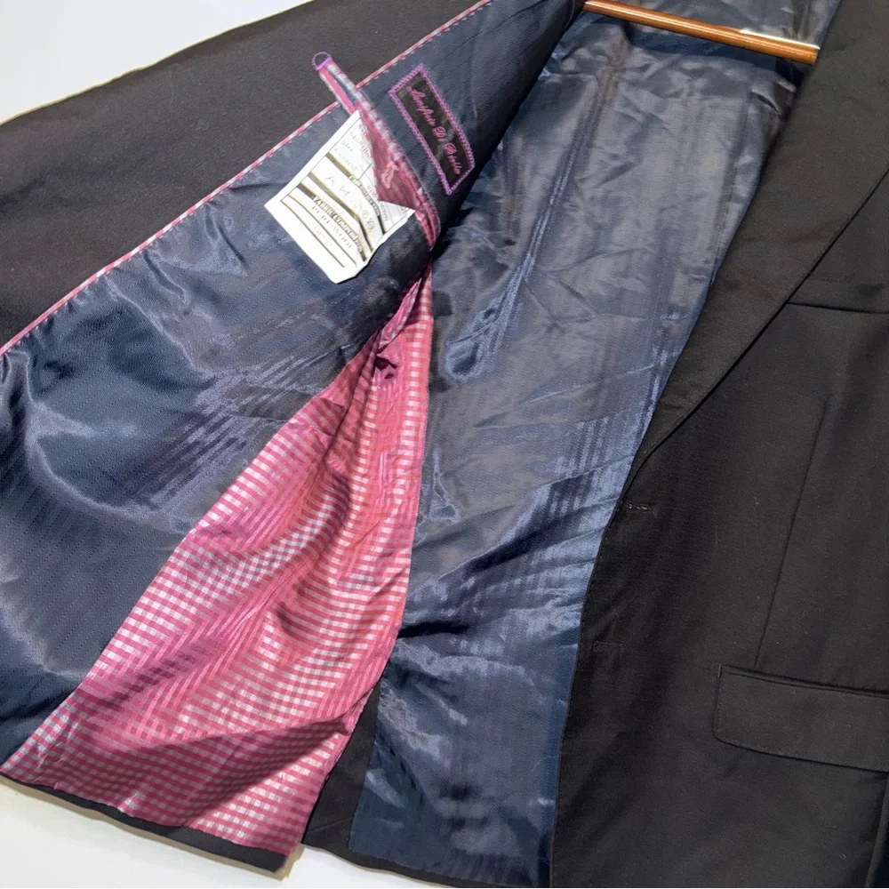 Tiglio Luxe Sport Coat Tuxedo sz 42S Men Slim Fit Black Lanificio Di Biella Wool